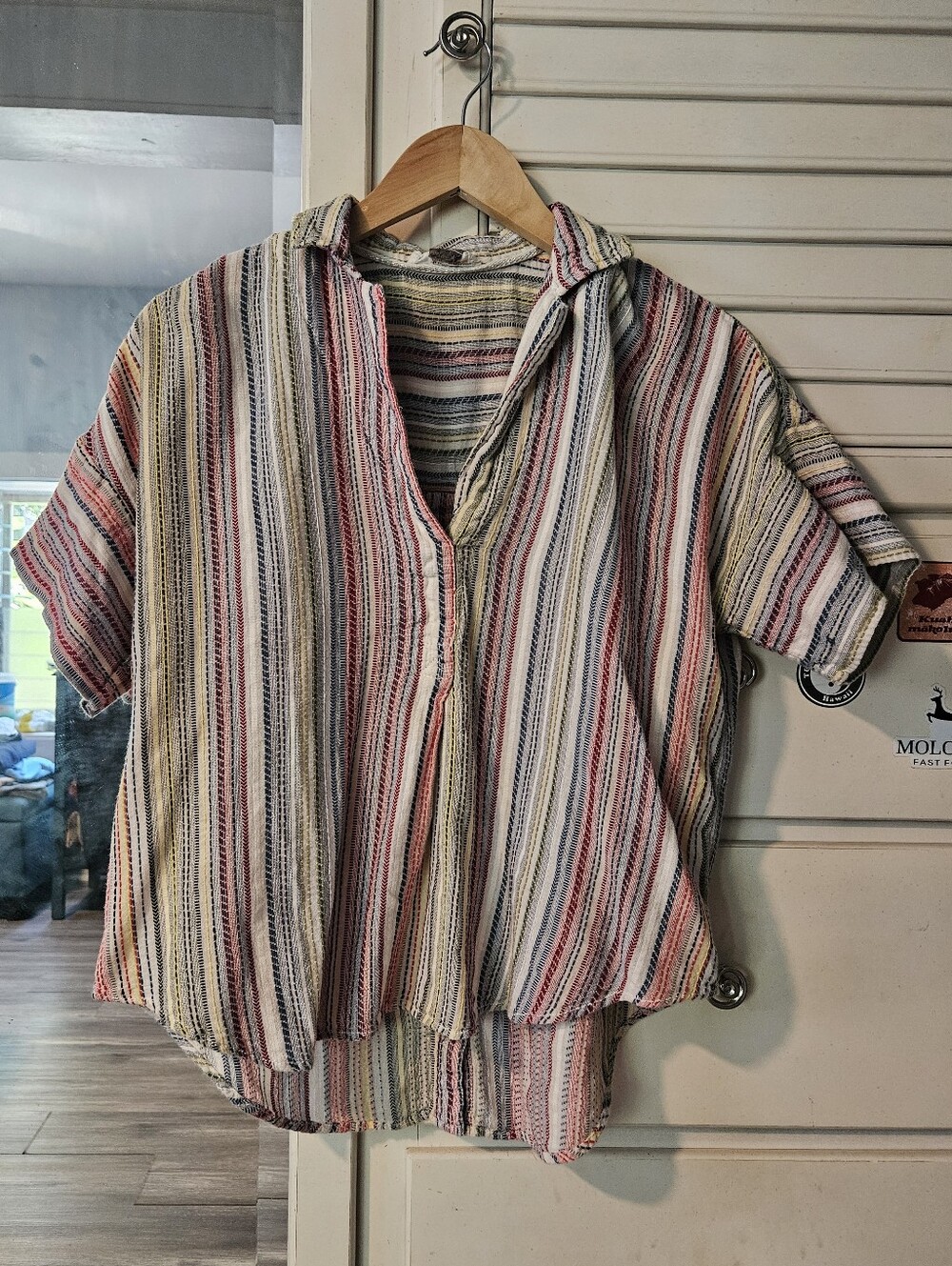 Pilcro Womens Striped Short-Sleeve Shirt In Small - Multi Colored